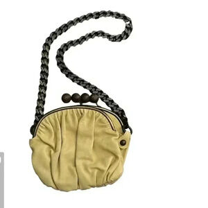 Erva design clutch shoulder purse yellow leather metal chain